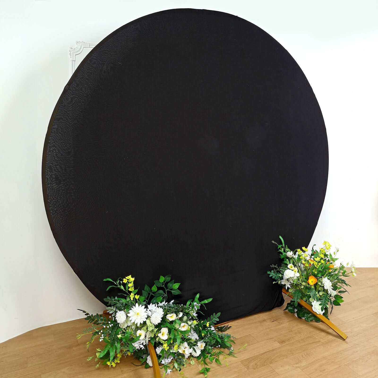 7.5ft Black Round Spandex Fit Party Backdrop Stand Cover