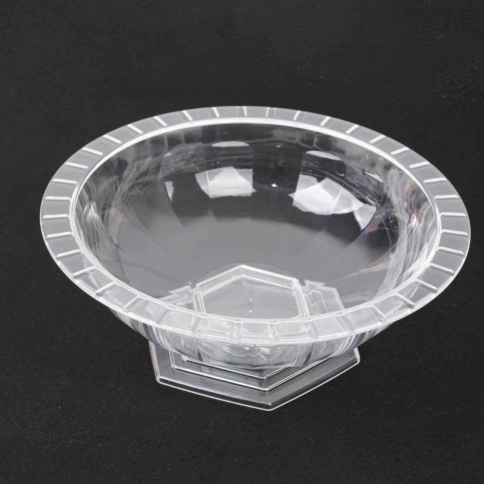 3-Pack Plastic Footed Compote Bowl Flower Vases Roman Style Clear - Round Decorative Pedestal Table Centerpieces 10"