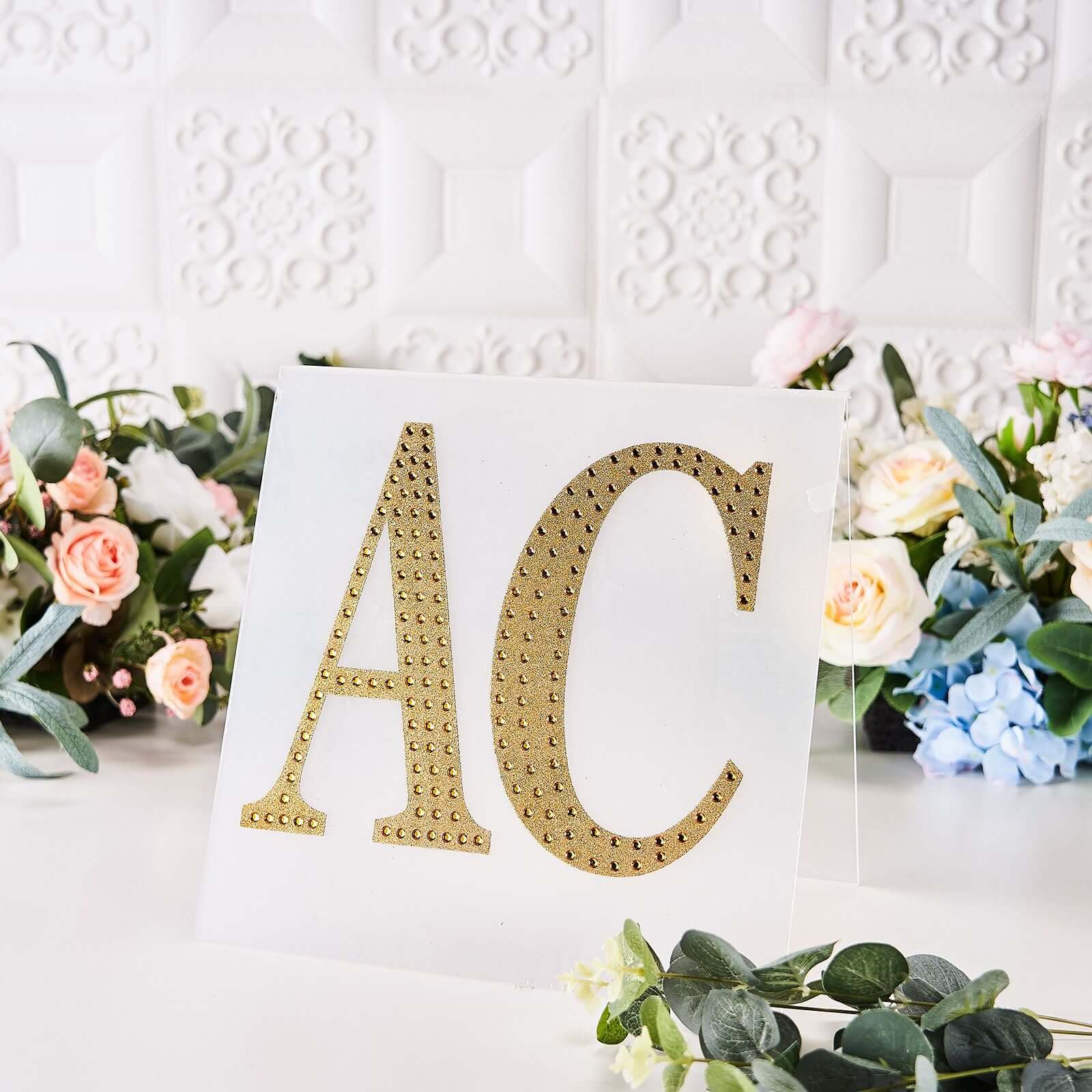 Decorative Rhinestone Alphabet "G" Letter Stickers, Glitter Adhesive Craft Letters Gold DIY Sparkle Embellishments 8"