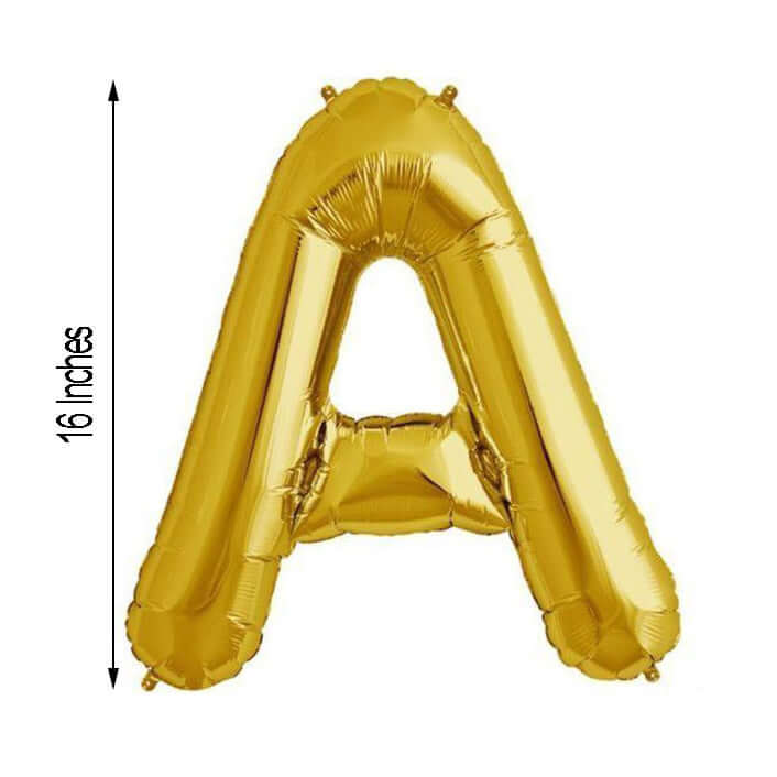 13" Matte Gold Letter and Number Balloons, Mylar Foil Balloons