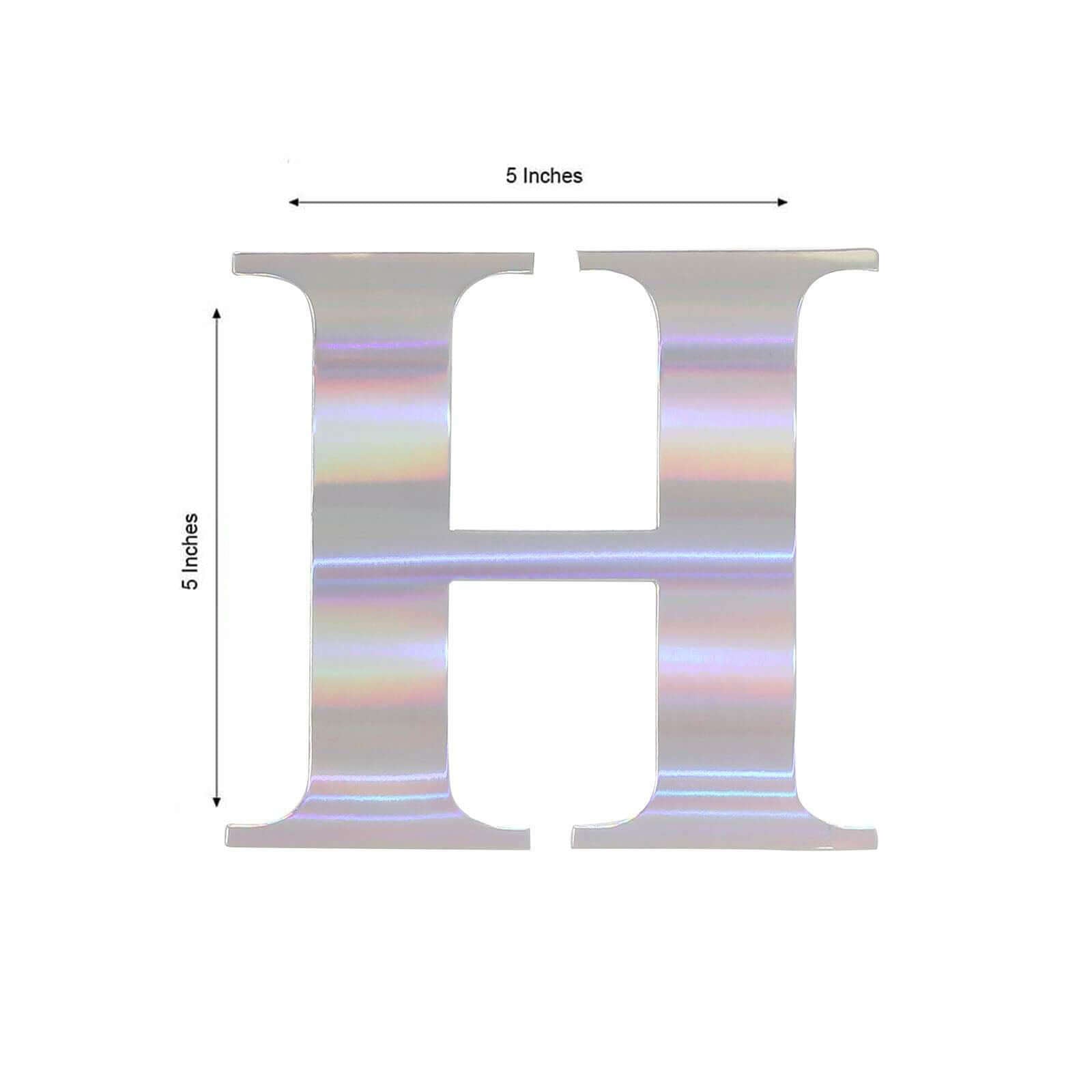 4 Pack 5" Iridescent Alphabet Stickers Banner, Customizable Stick on Letters - H