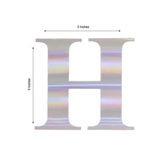 4 Pack 5" Iridescent Alphabet Stickers Banner, Customizable Stick on Letters - H