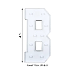 Giant LED Marquee Light Up Letter "B", White 4ft Pre-Cut Foam Board with 10 Warm White Battery Operated LEDs, Glue Gun and Sticks