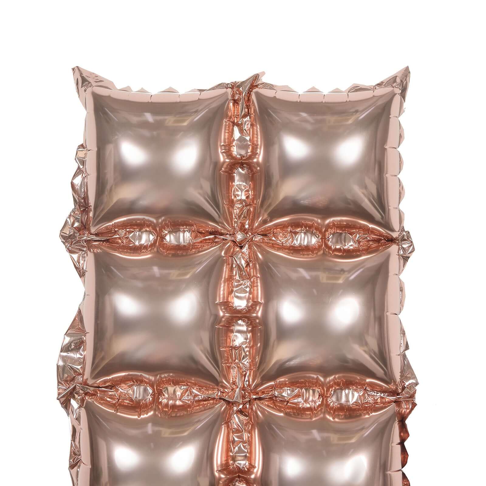 10 Pack Metallic Rose Gold Double Row Mylar Foil Balloon Wall, Square Diamond Design Balloon Backdrop - 43"x11"