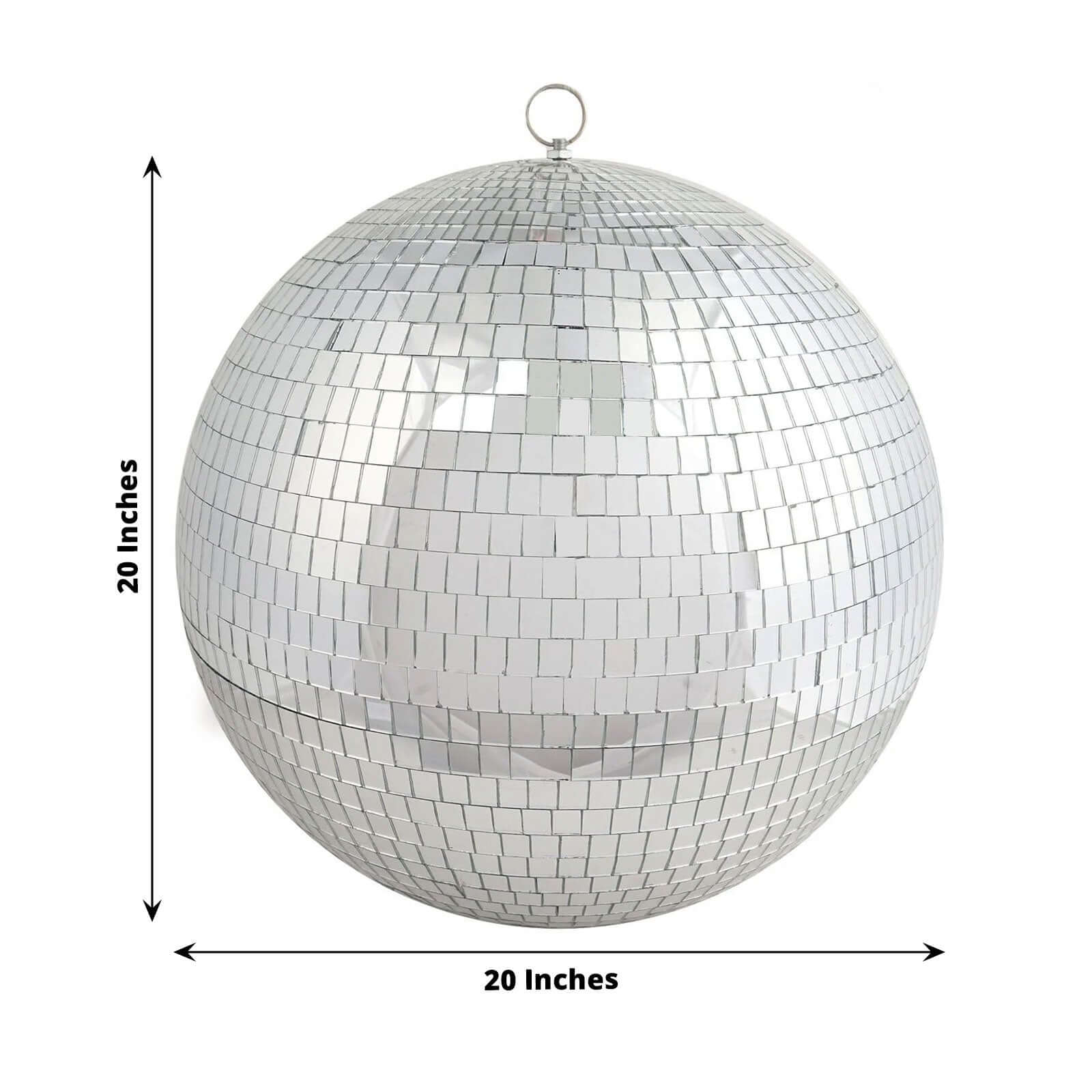 20" Large Silver Foam Disco Mirror Ball With Hanging Swivel Ring, Holiday Party Decor