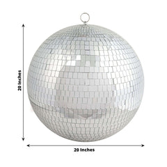 20" Large Silver Foam Disco Mirror Ball With Hanging Swivel Ring, Holiday Party Decor