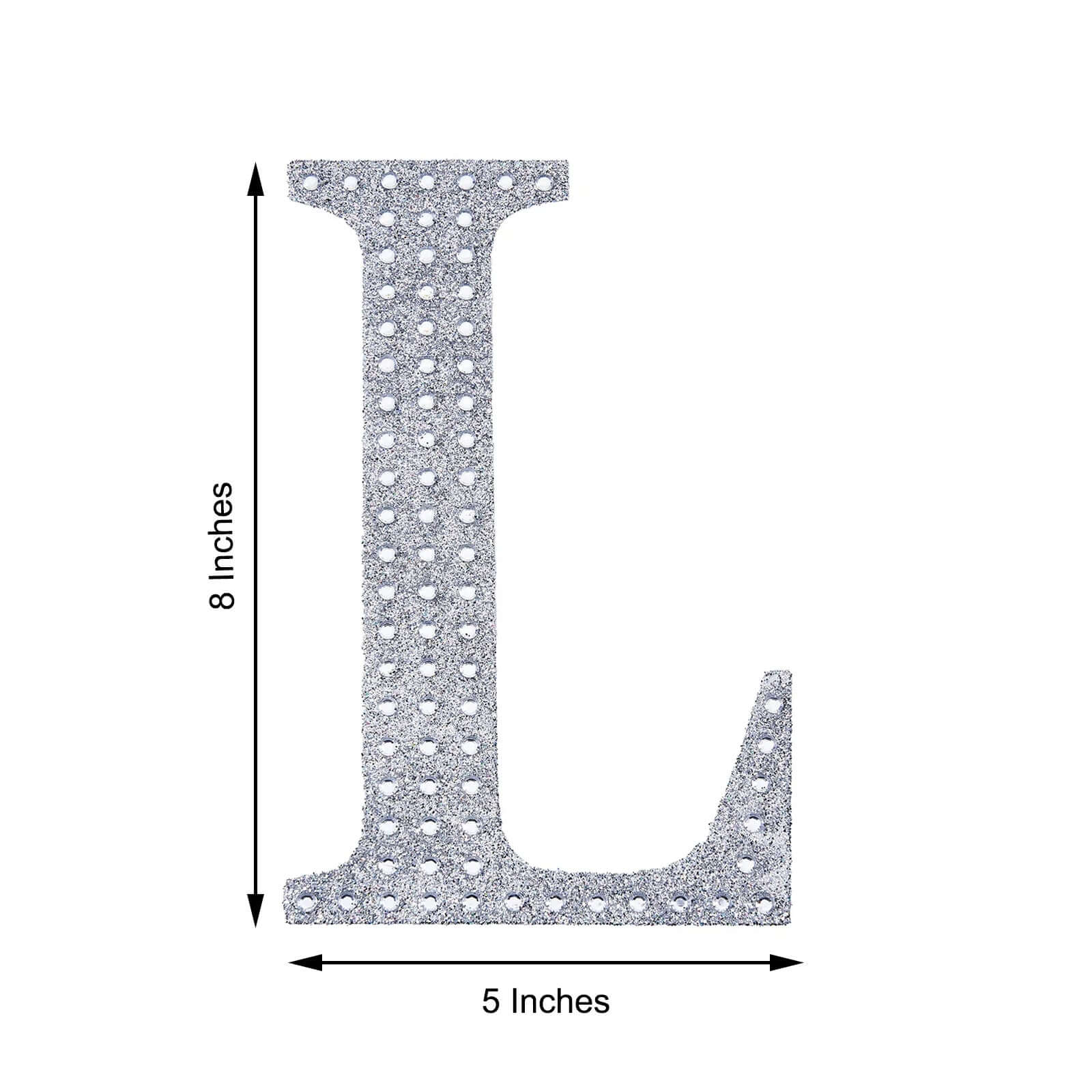 Decorative Rhinestone Alphabet "L" Letter Stickers, Glitter Adhesive Craft Letters Silver DIY Sparkle Embellishments 8"