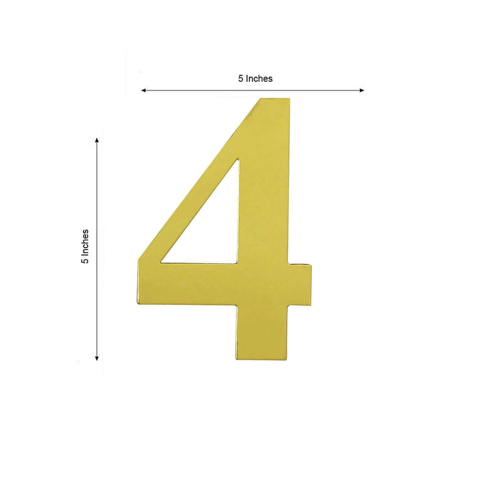 4-Pack Stickers Banner Custom 0-9 Number "4" Design Gold - Milestone Age and Date Stick-On Numbers 5"