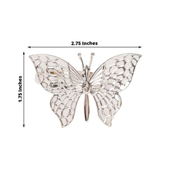 4 Pack Silver Metal Butterfly Napkin Rings, Decorative Laser Cut Cloth Napkin Holders