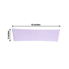 5 Pack Stretch Spandex Chair Sashes Lavender Lilac - Fitted Finish Two Ply Heavy Duty Chair Bands 5"x12"
