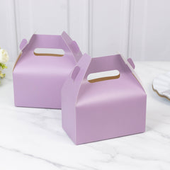 25 Pack Candy Gift Tote Gable Boxes, Matte Lavender Lilac Party Favor Treat Boxes - 6"x3.5"x7"