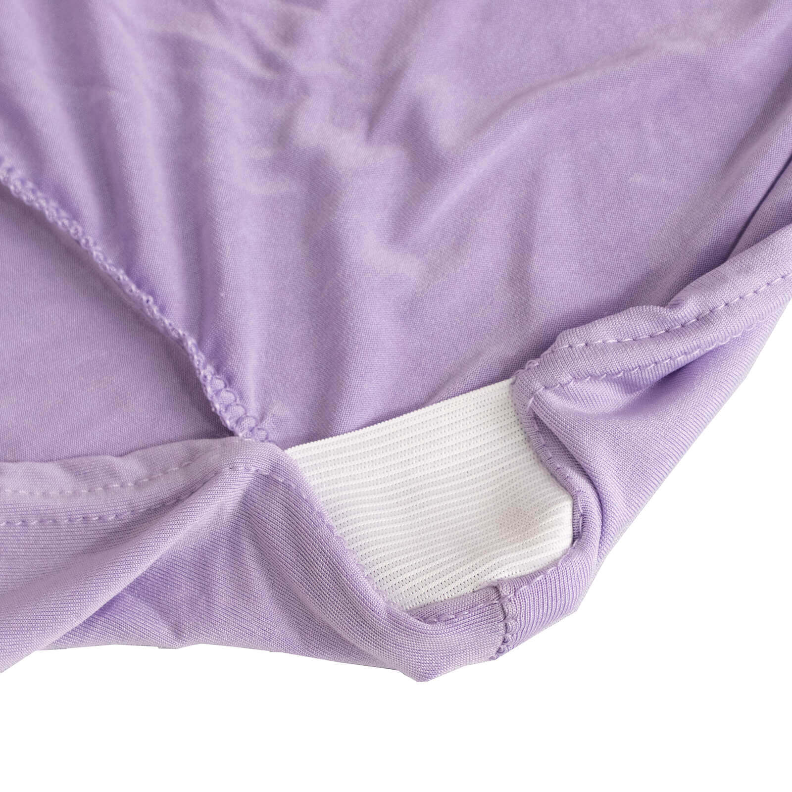 Stretch Spandex Chair Cover Lavender Lilac for Folding Chairs - Secure Fit Slipcover with Silver Rhinestone Buckled Sash Band