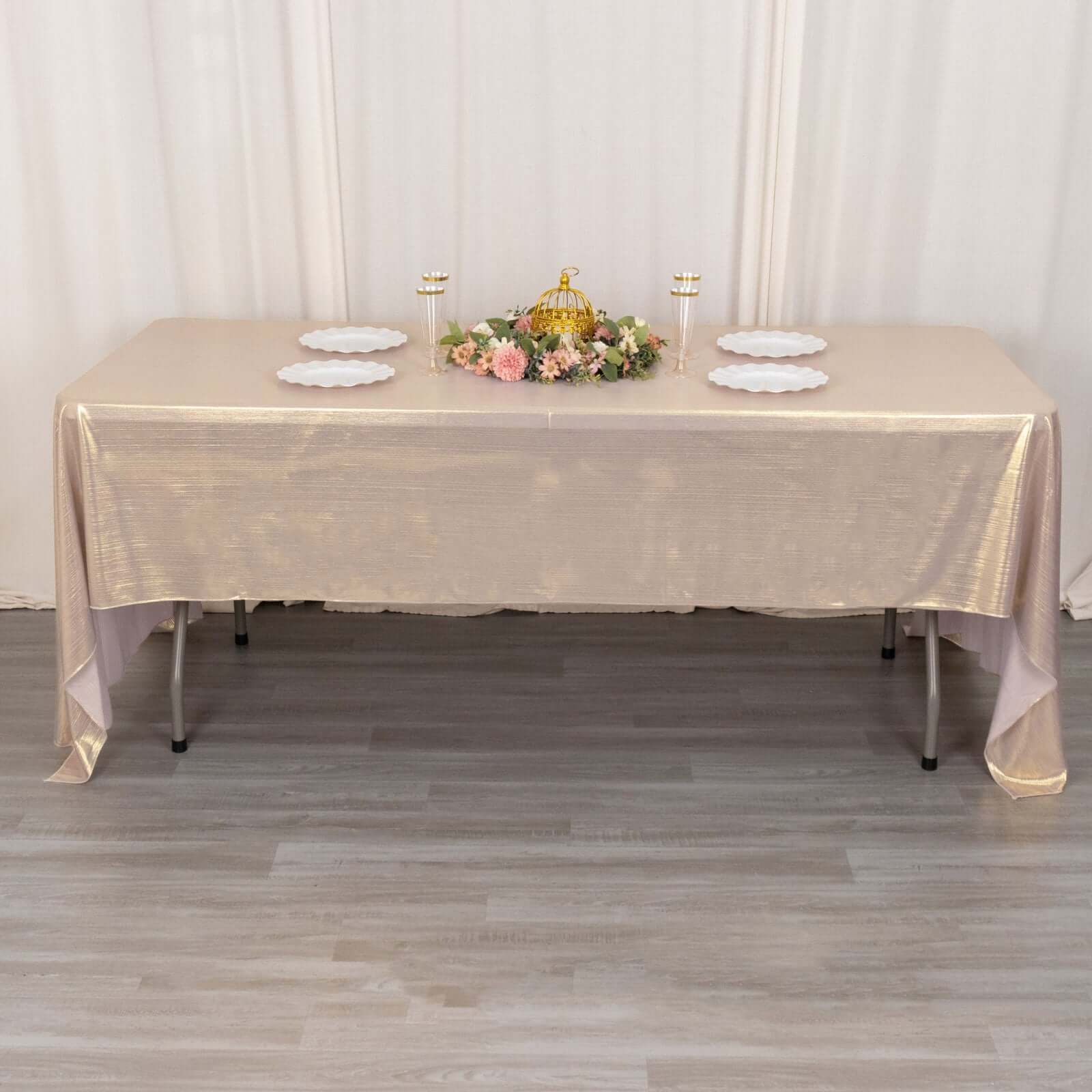 Sequin Dots Polyester 60"x126" Rectangle Tablecloth Shimmering Blush - Wrinkle Free & Sparkling Table Cover