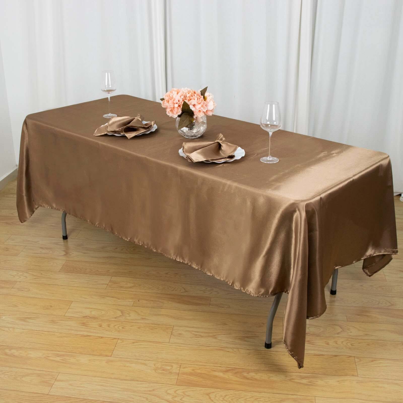 Satin Rectangular 60"x102" Tablecloth Taupe - Smooth and Lustrous Table Cover