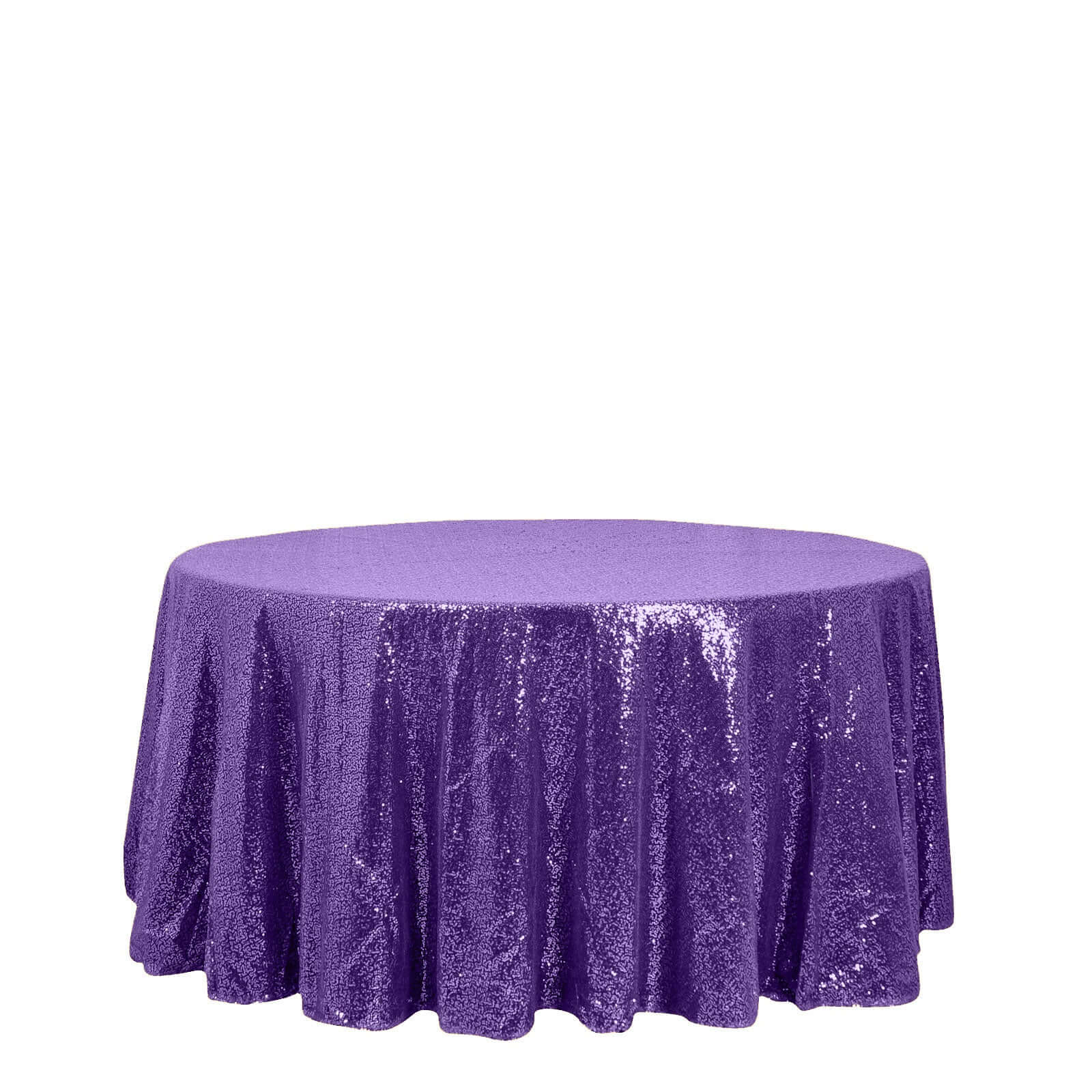 Sequin 120" Round Tablecloth Purple - Seamless Glittering Table Cover