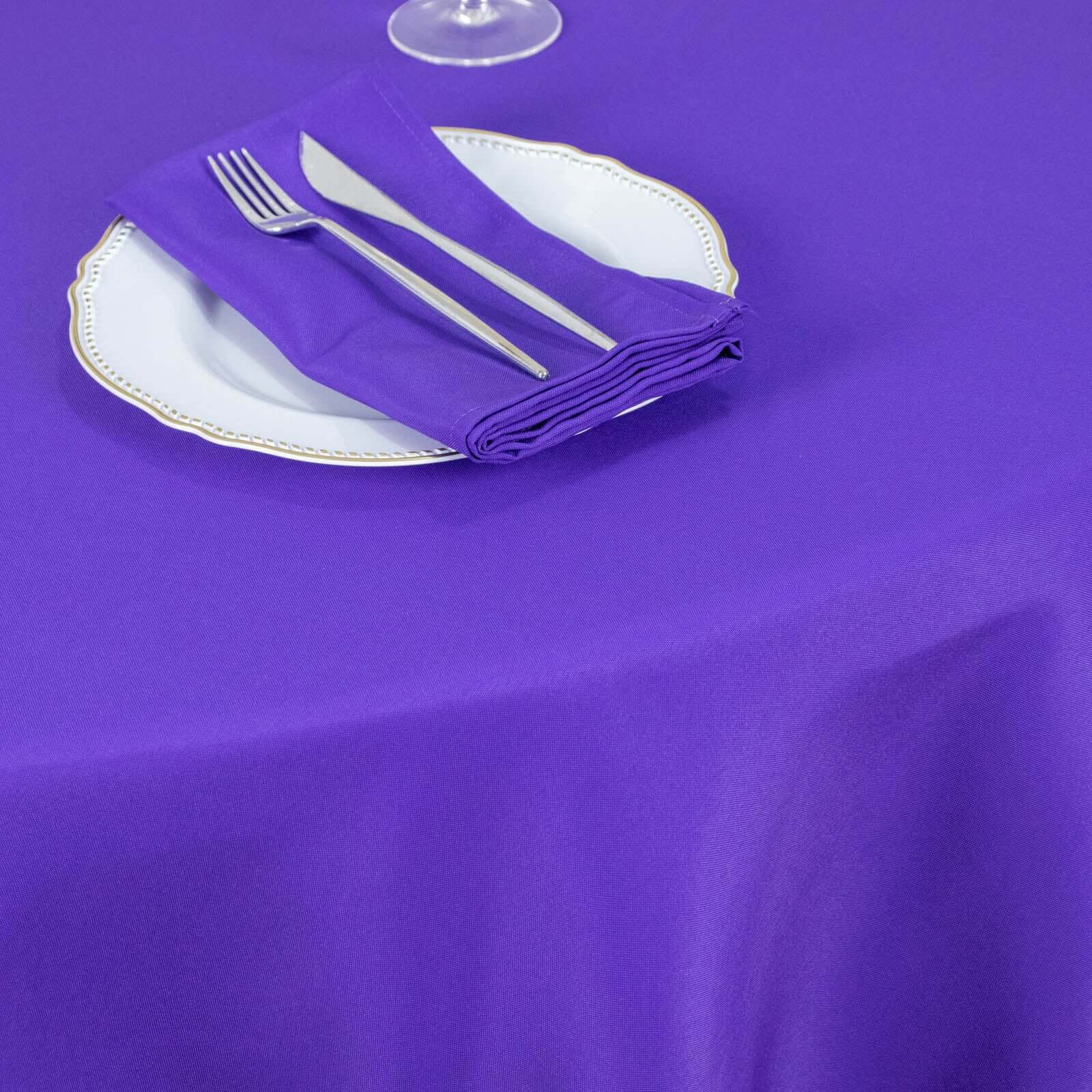 Premium Polyester 120" Round Tablecloth Purple - Seamless 220GSM Wrinkle-Resistant Table Cover