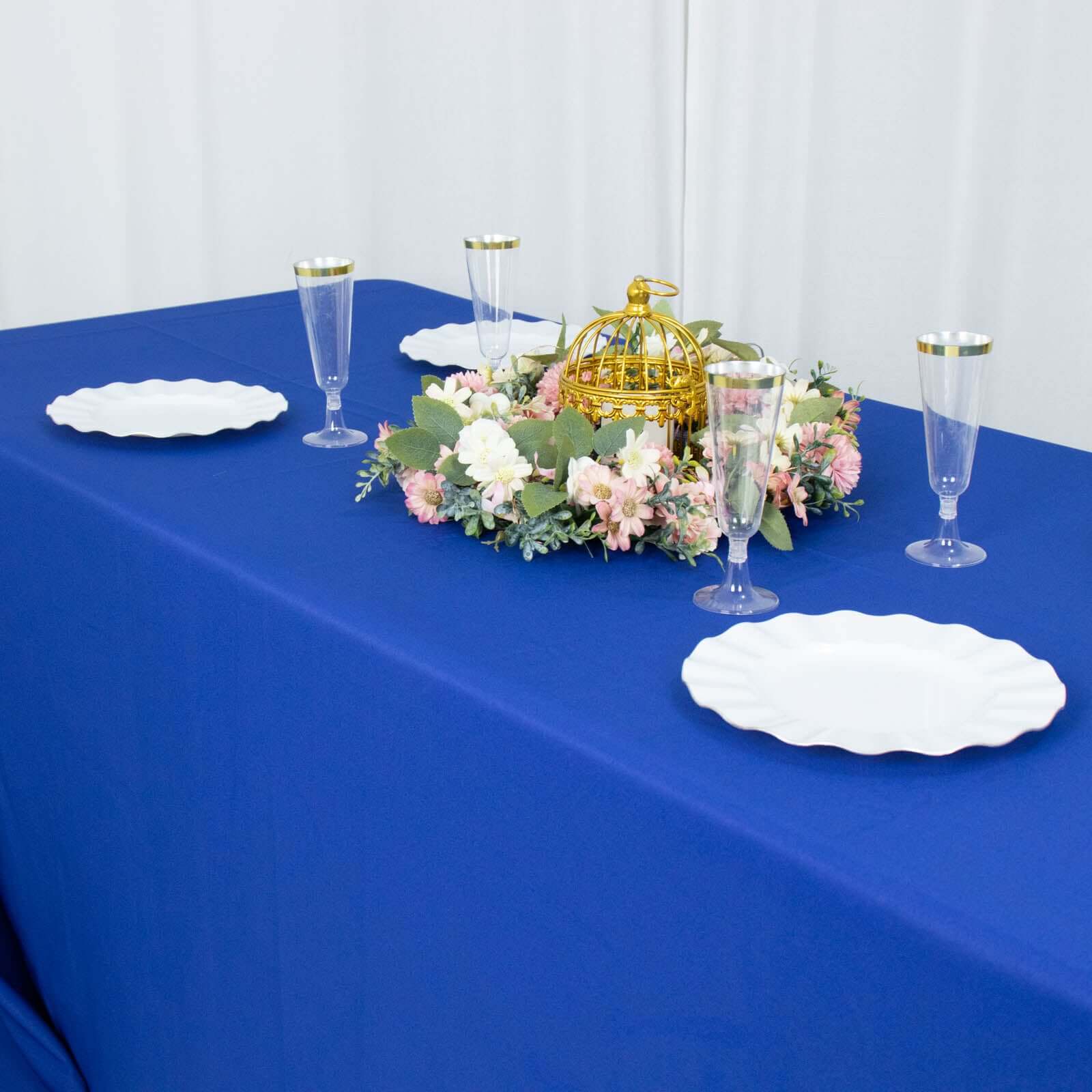 Premium Polyester 90"x156" Rectangle Tablecloth Royal Blue - Seamless 220GSM Stain-Resistant Table Cover