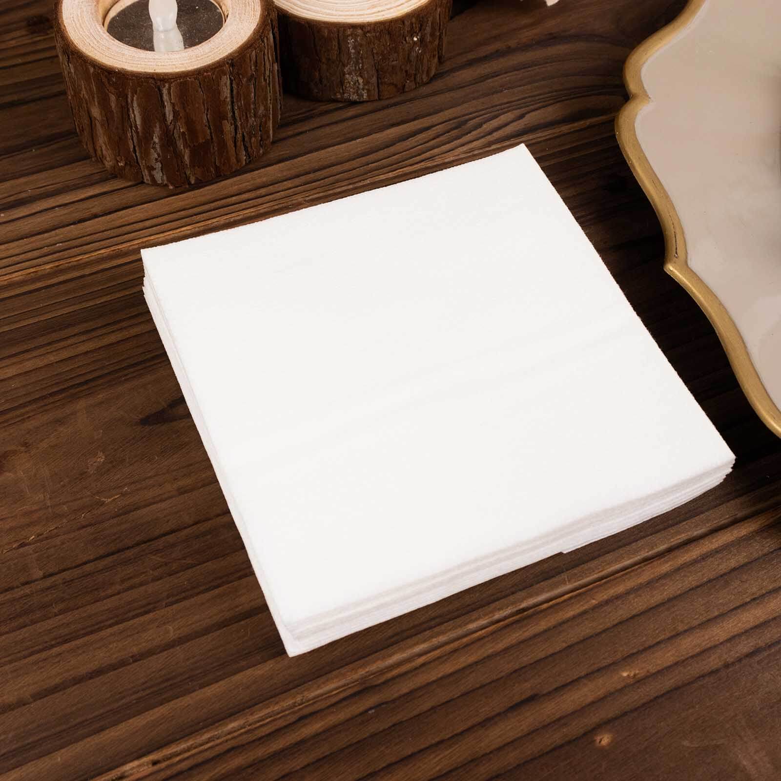 20 Pack Linen-Like Paper 5"x5" Napkins White - Highly Absorbent & Disposable Airlaid Beverage Napkins