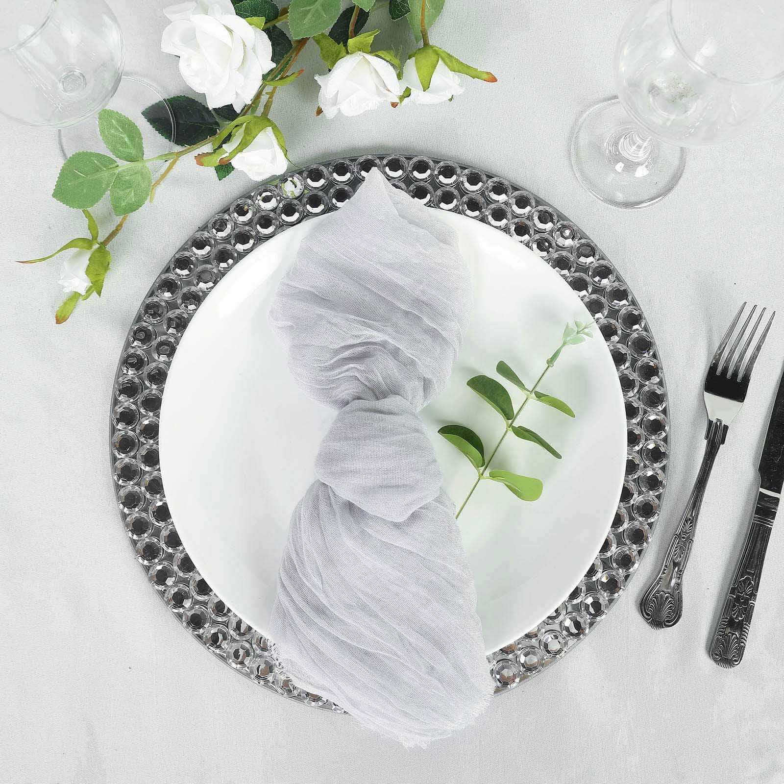 5 Pack Gauze Cheesecloth 24"x19" Napkins Silver Reusable Dinner Napkins