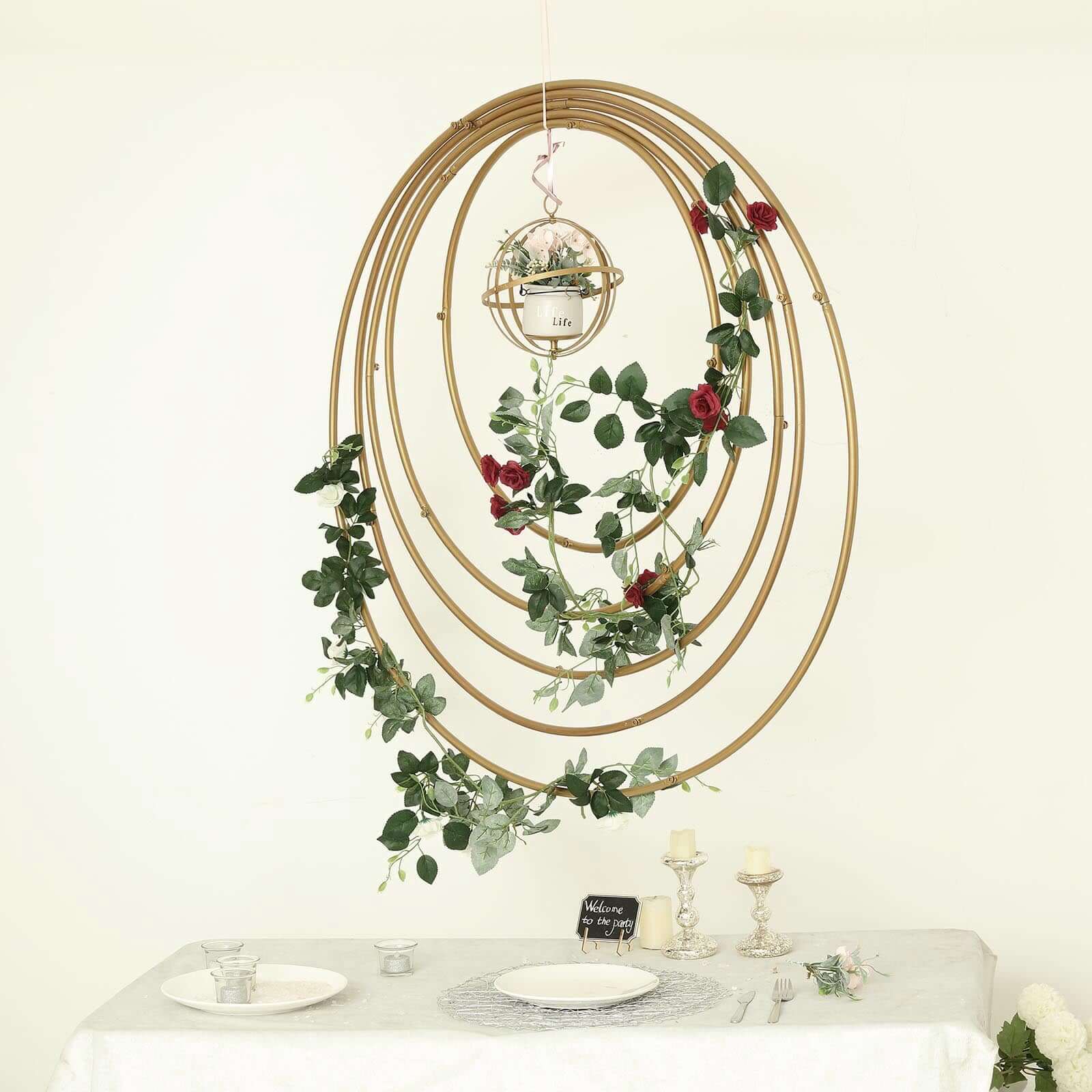 24" Gold Heavy Duty Metal Hoop Wreath, Floral Hoop