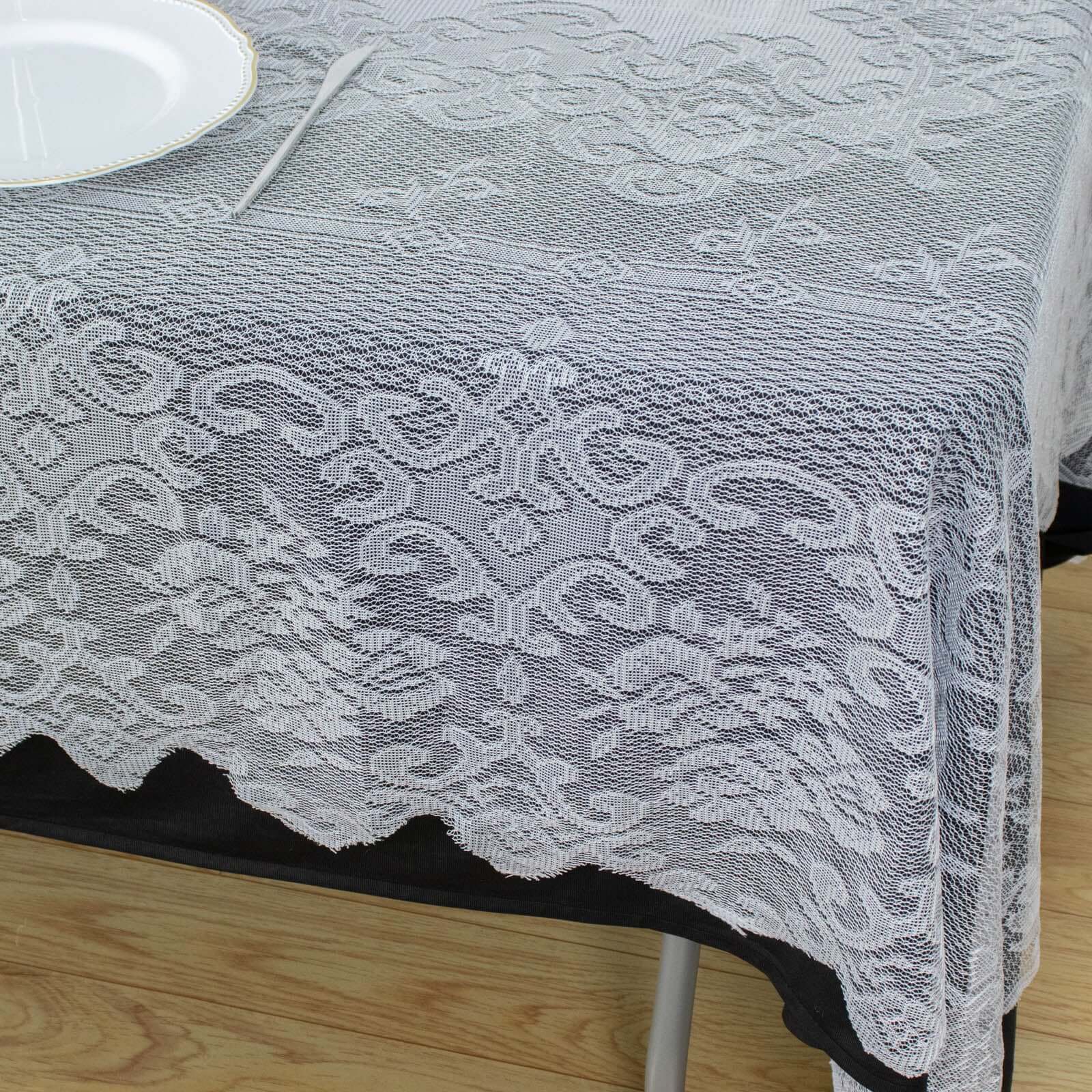 Lace 60"x108" Rectangular Oblong Tablecloth White - Premium Finish for Versatile Table Settings