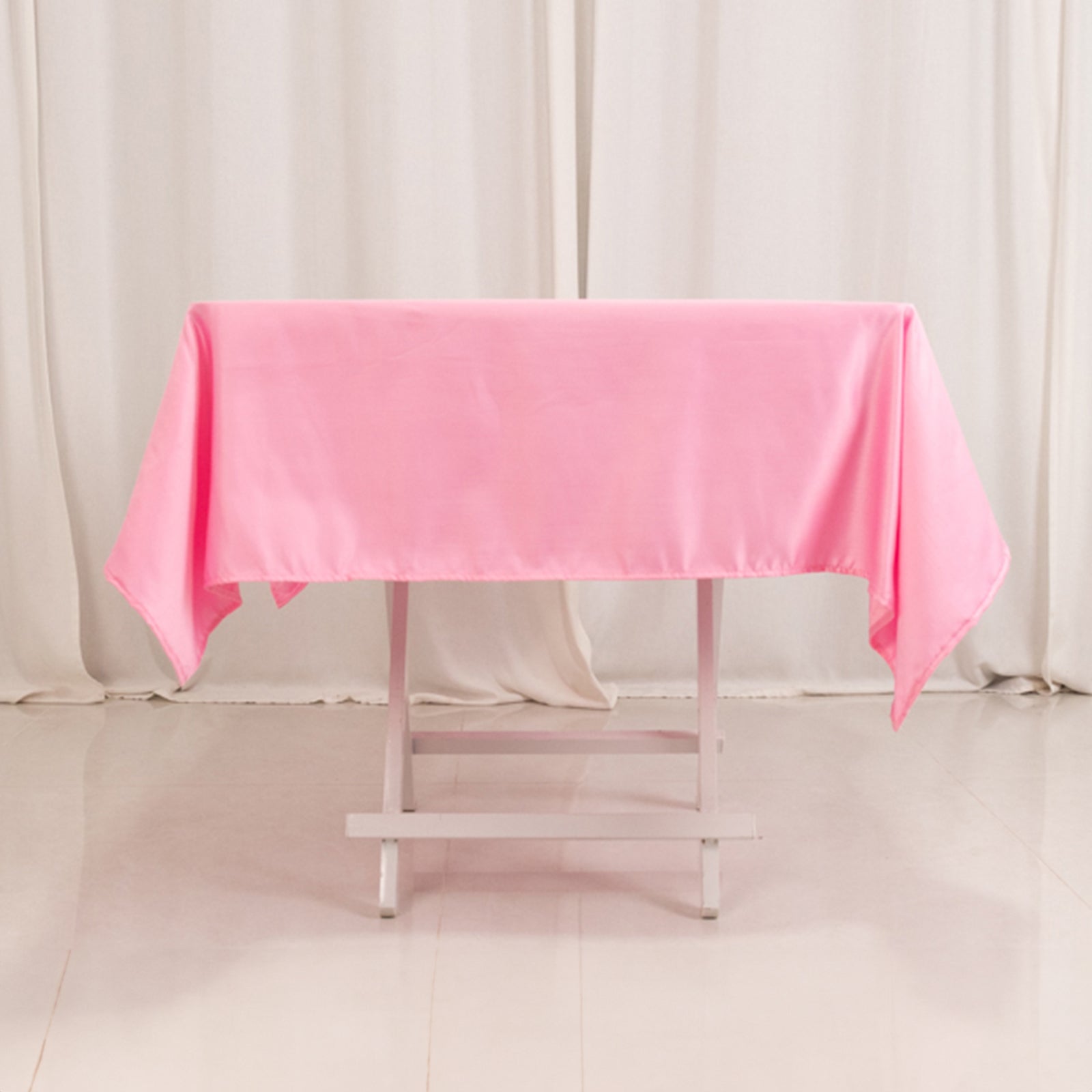 Lamour Satin 54"x54" Square Tablecloth Pink - Durable & Silk-Like Table Cover