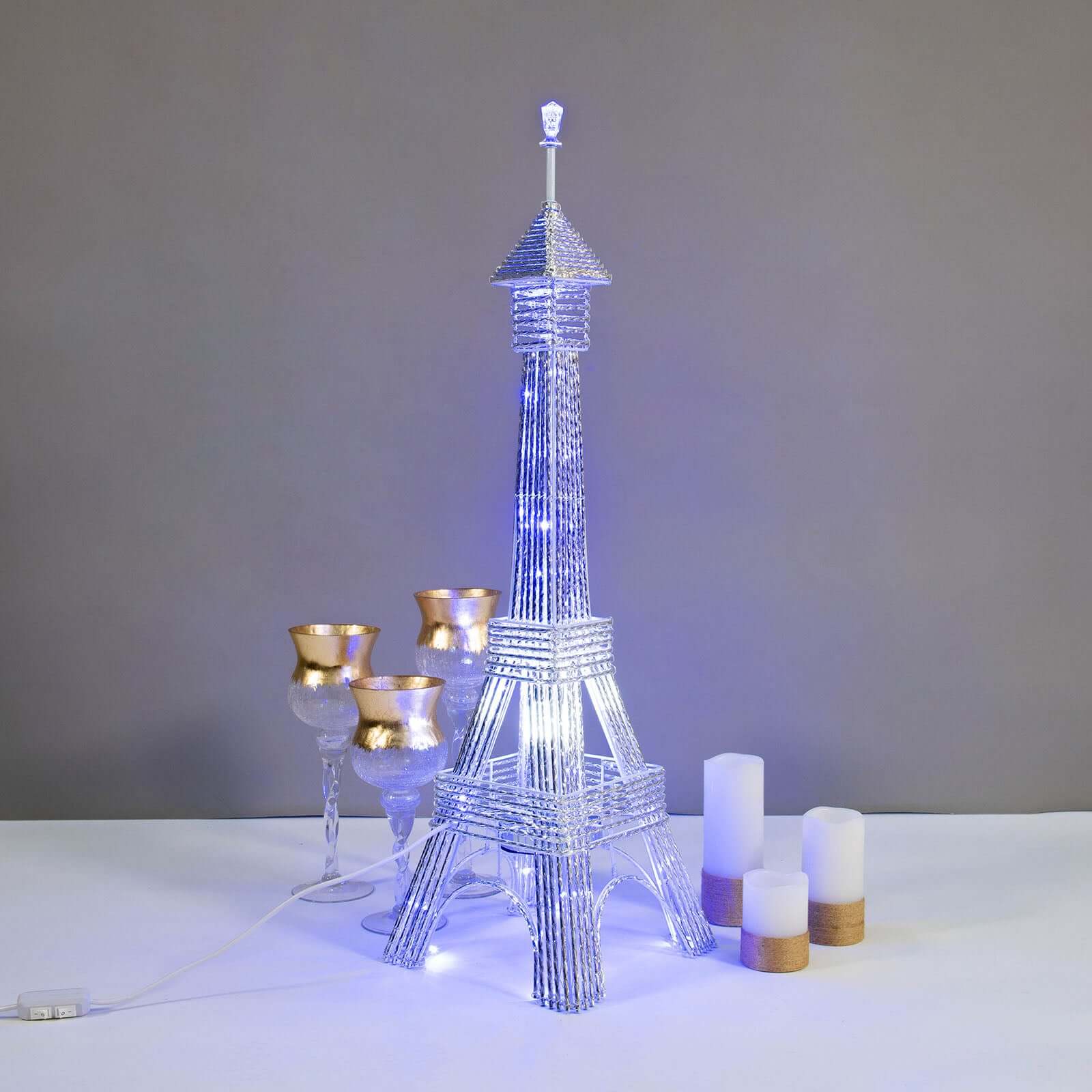 3.5ft Color Changing LED Metal Eiffel Tower Columns LED Lamp, Night Light Wedding Centerpiece