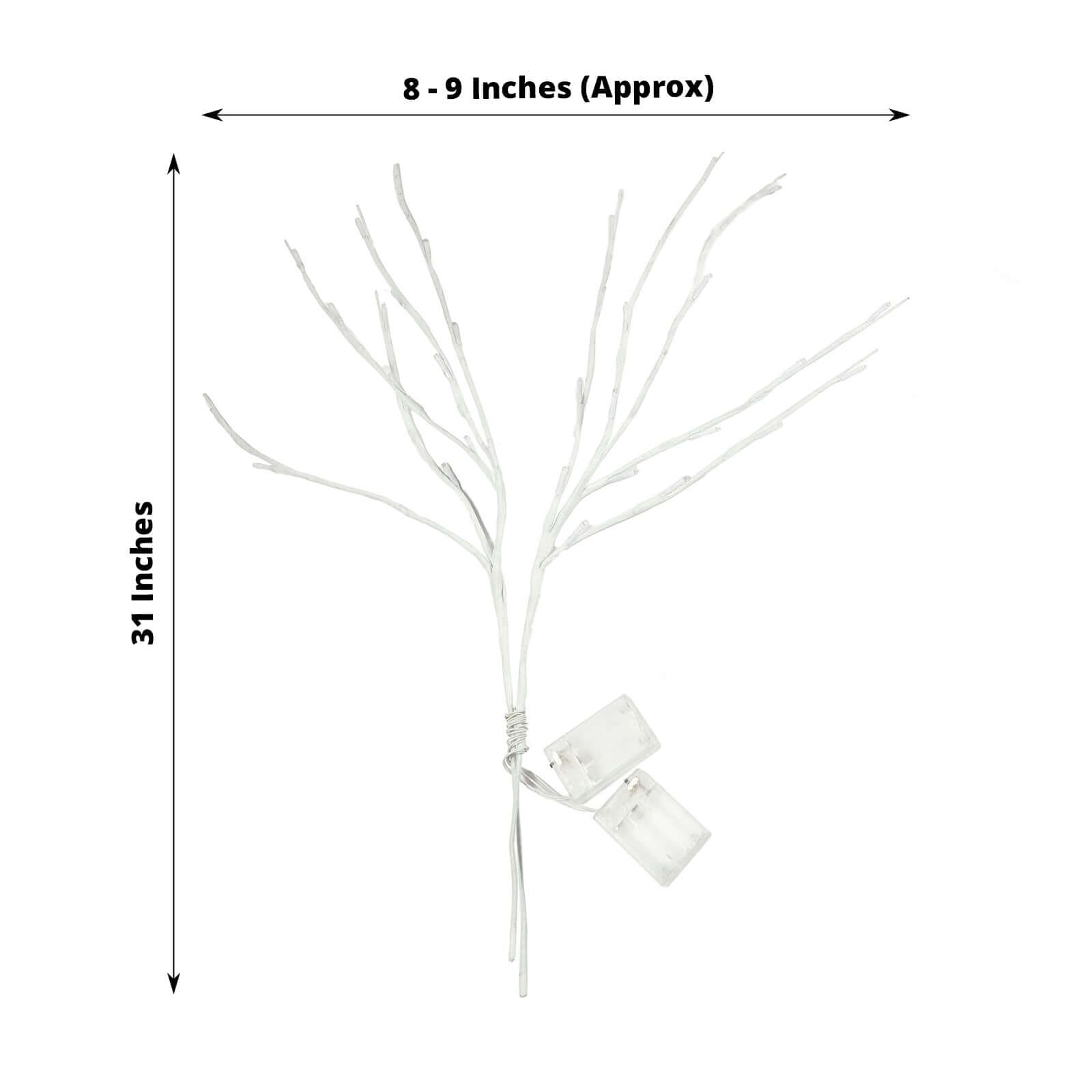 3-Pack LED Lighted Branches Artificial White - Warm White Tree Twig Lights with 60 Bright LED Bulbs 28.5"