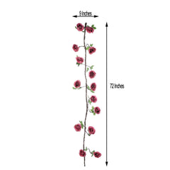 6ft Dusty Rose Artificial Silk Rose Hanging Flower Garland Faux Vine