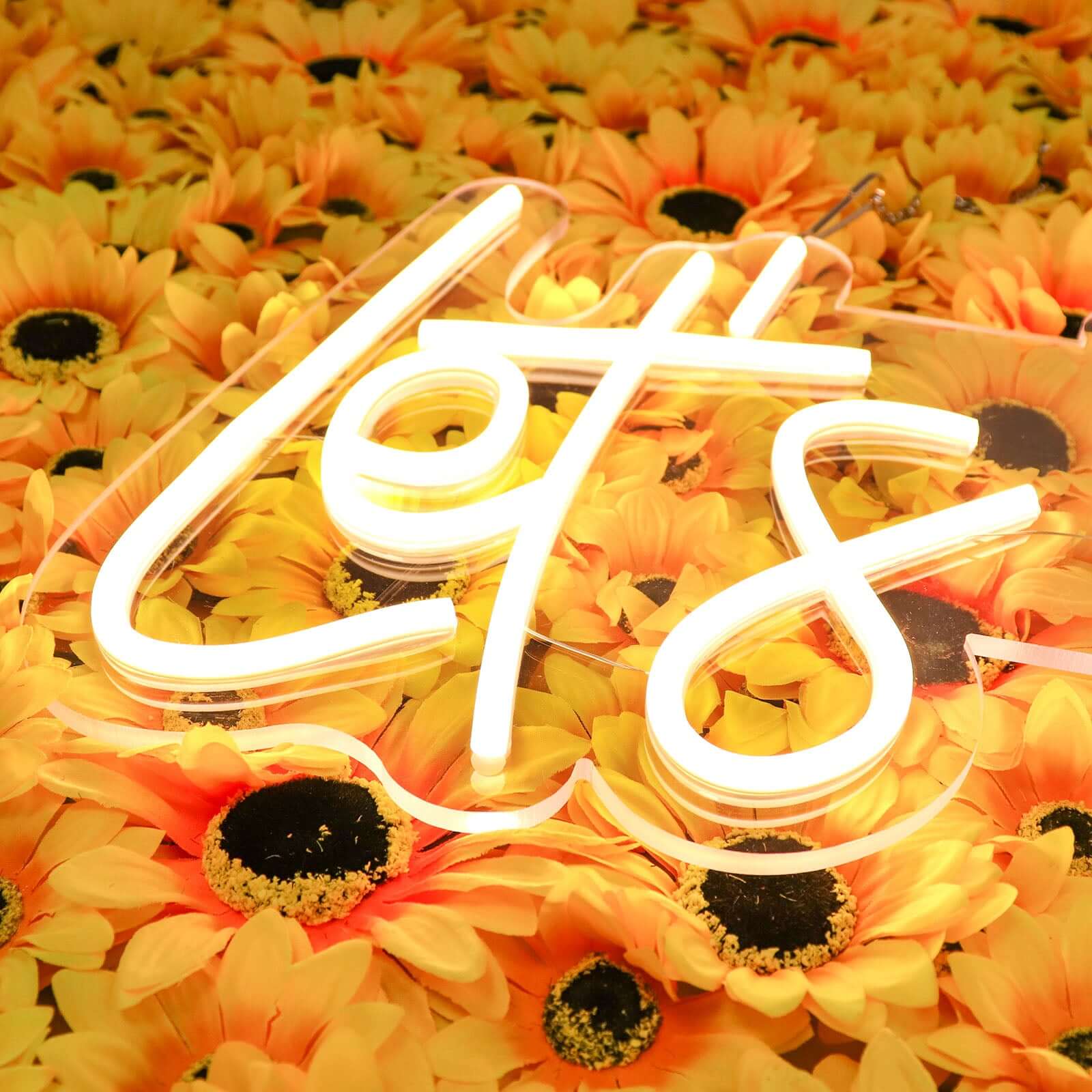 23" Let's Party Neon Light Sign, LED Reusable Wall Décor Lights With 5ft Hanging Chain