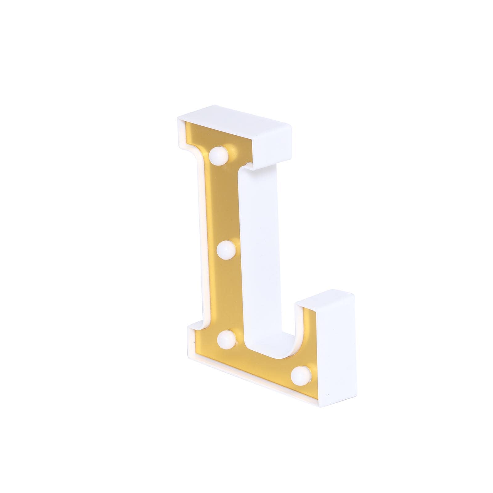 3D Marquee Letter "L" Warm White 4 LED Lights Gold - Chic Light-Up Decor for Events 6"