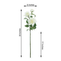 30" Tall Ivory Artificial Dahlia Silk Flower Stems, Faux Floral Spray