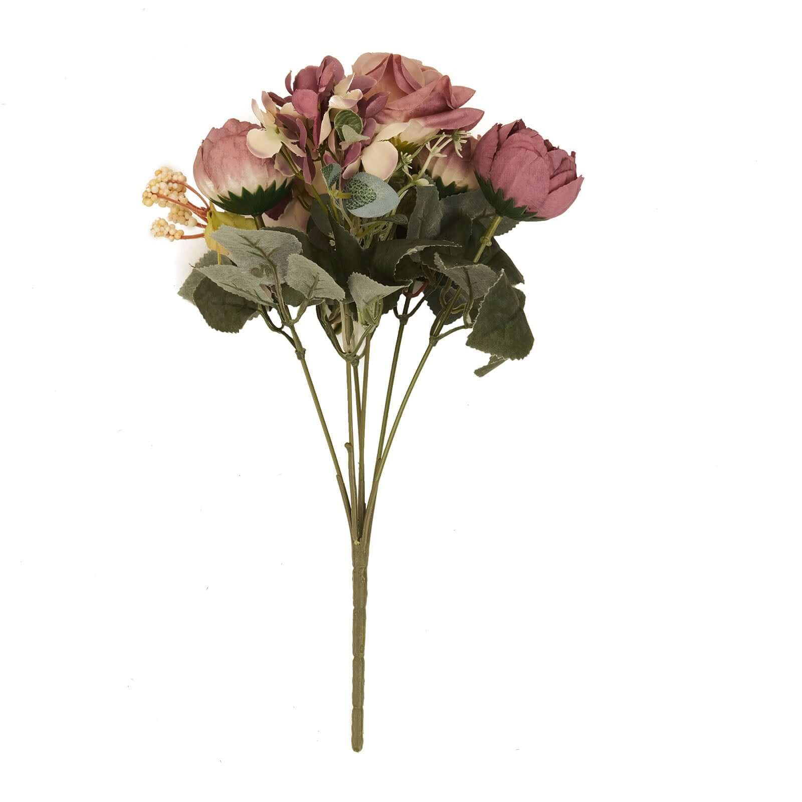 2 Pack Artificial Rose & Peony Floral Arrangements – 12" Dusty Rose Silk Bouquets for Weddings & Home Décor