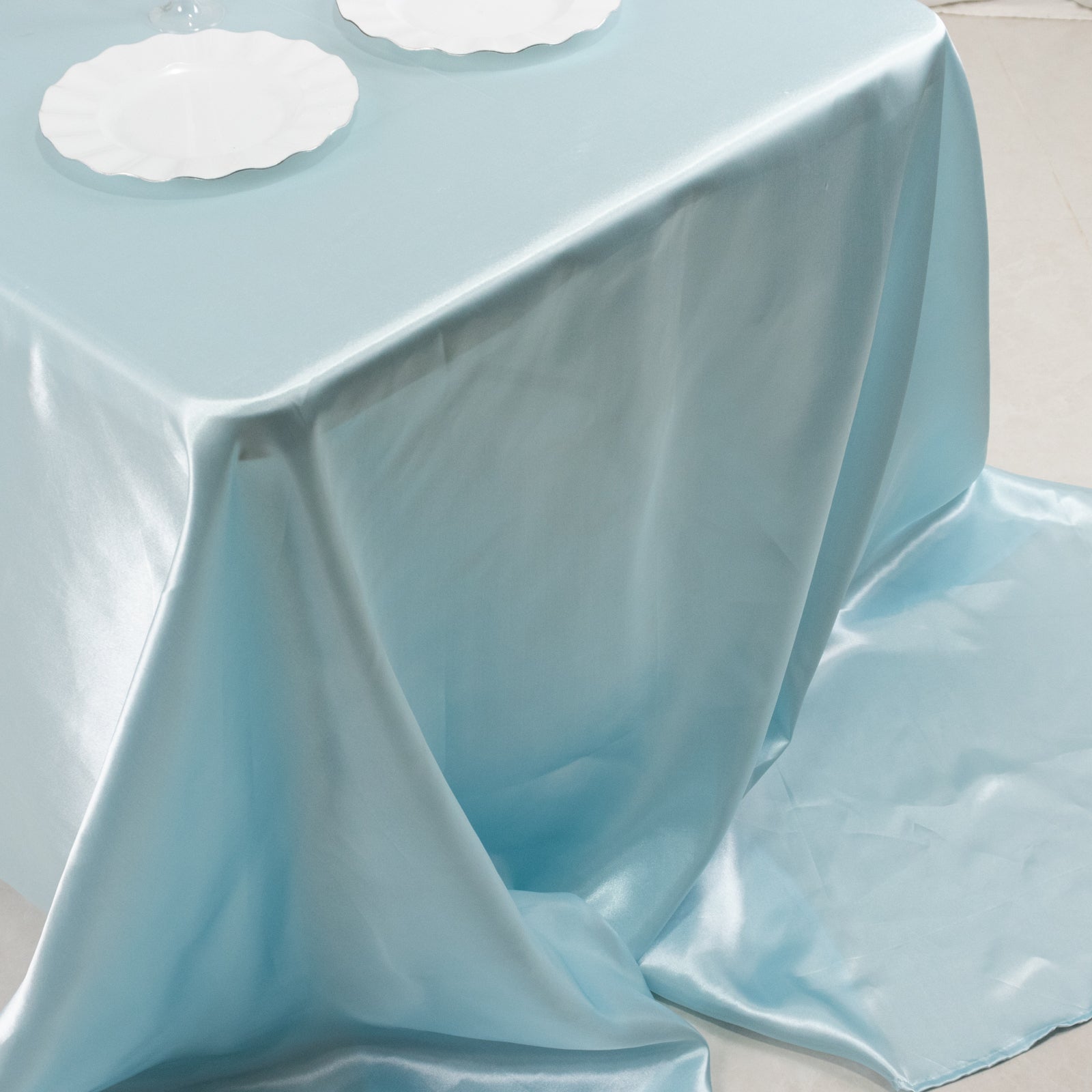 Satin Rectangular 90"x156" Tablecloth Light Blue - Seamless Table Cover