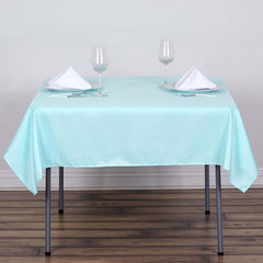 Polyester 54"x54" Table Overlay Square Tablecloth Light Blue - Wrinkle-Resistant & Durable Table Cover