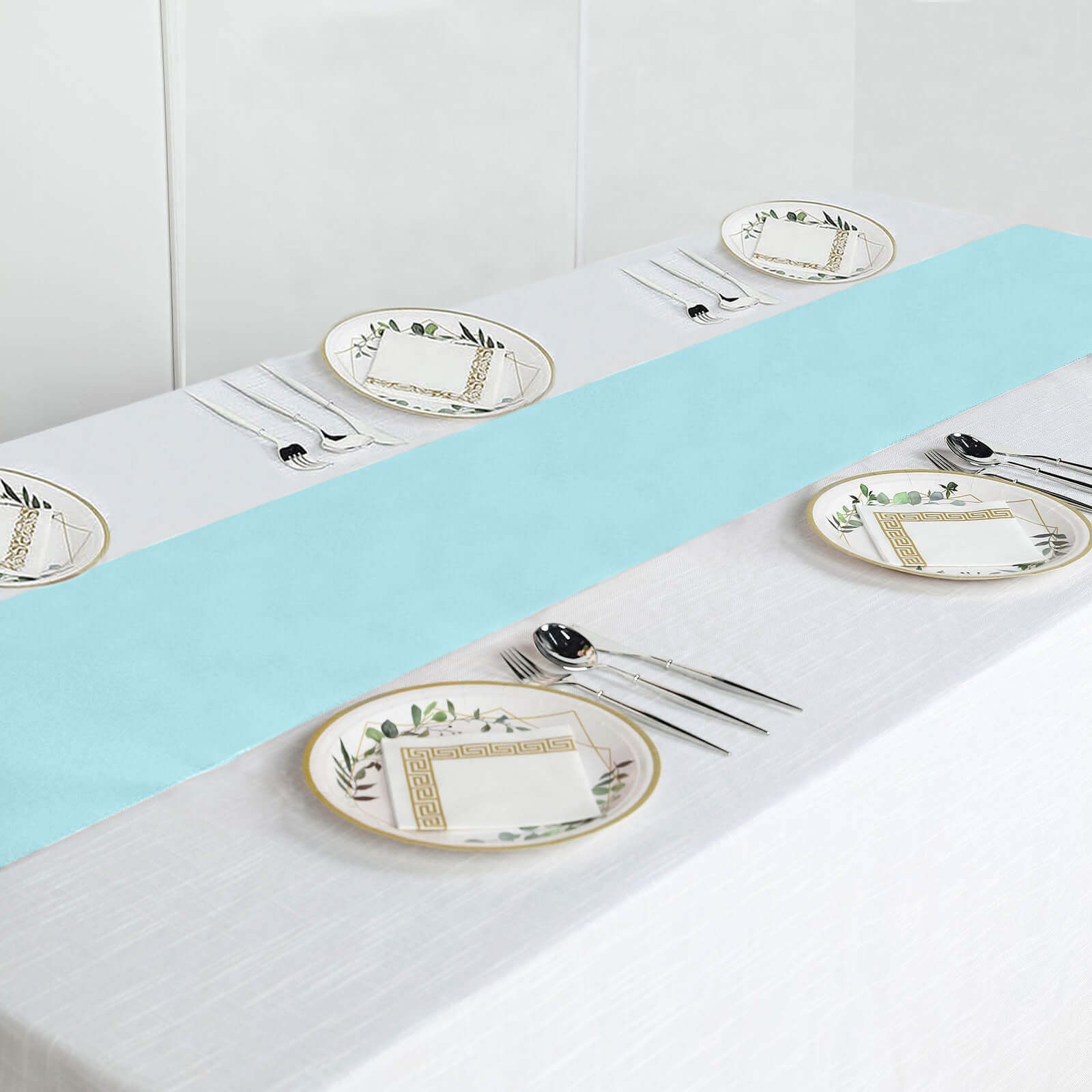 Polyester 12"x108" Table Runner Light Blue - Durable & Wrinkle-Resistant Table Decor