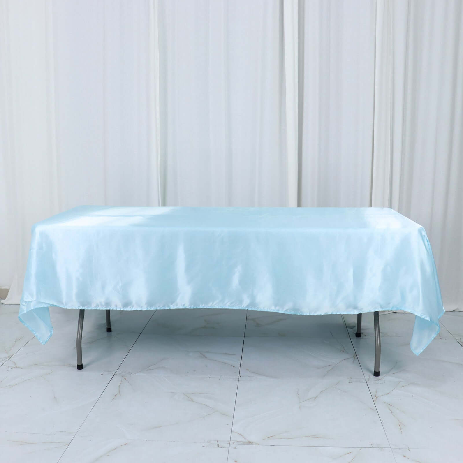 Satin Rectangular 60"x102" Tablecloth Light Blue - Smooth and Lustrous Table Cover