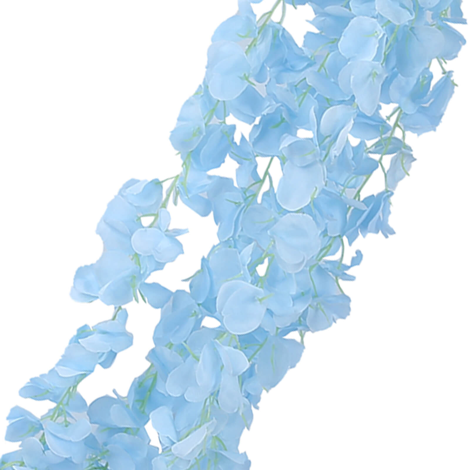 42" Silk Hanging Wisteria Flower Garland Vines in Light Blue, Elaborated 5 Full Strands in 1 Bush