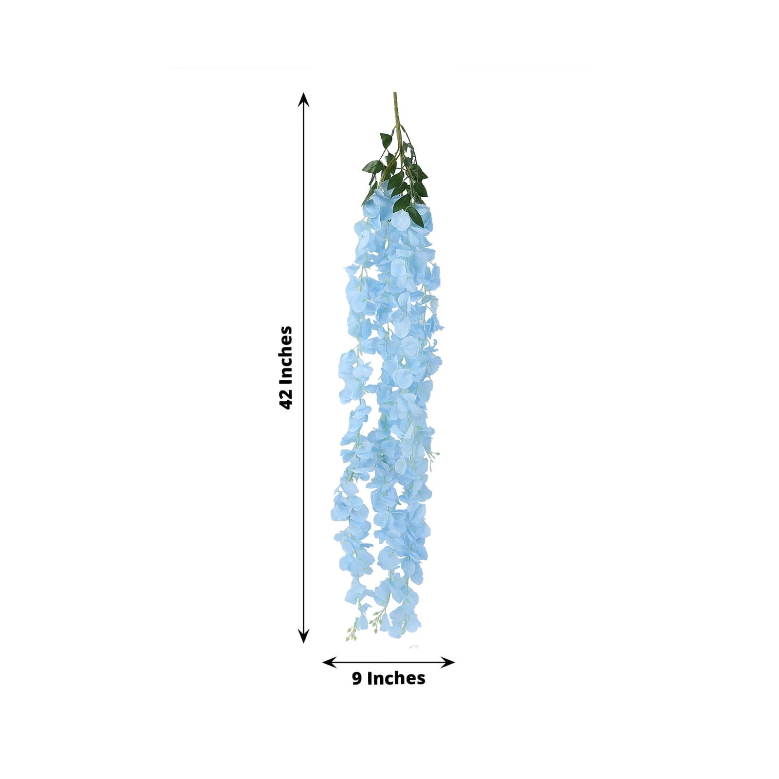 42" Silk Hanging Wisteria Flower Garland Vines in Light Blue, Elaborated 5 Full Strands in 1 Bush