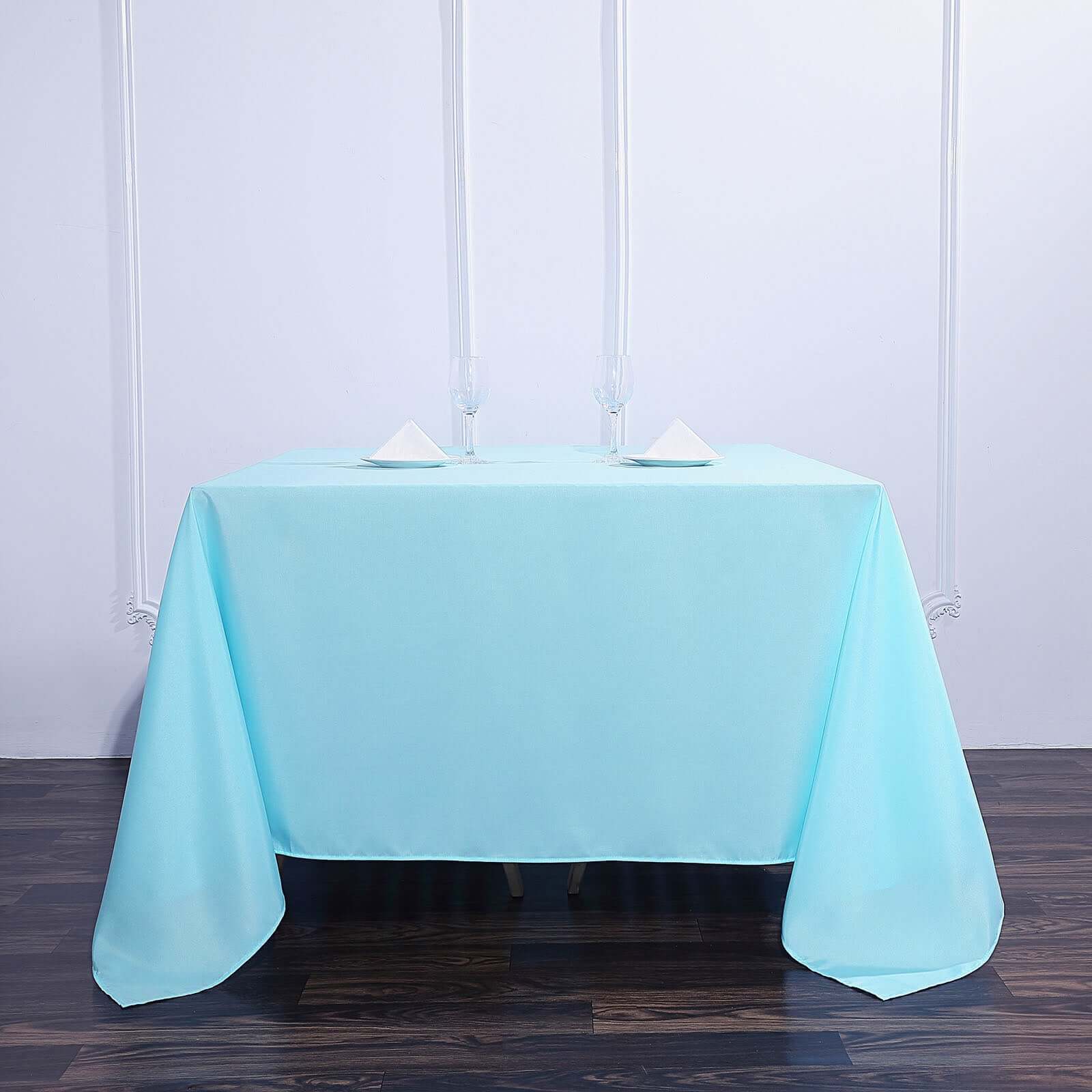 Polyester Square 90"x90" Tablecloth Light Blue - Wrinkle-Resistant & Durable Table Cover