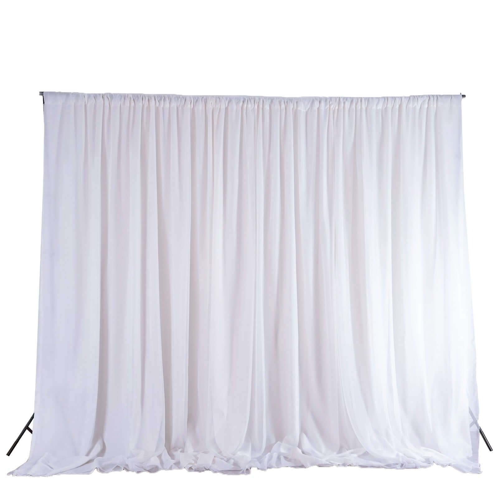 White Chiffon Polyester Event Curtain Drapes, Dual Layer Divider Backdrop Event Panels with Rod Pockets - 20ftx10ft