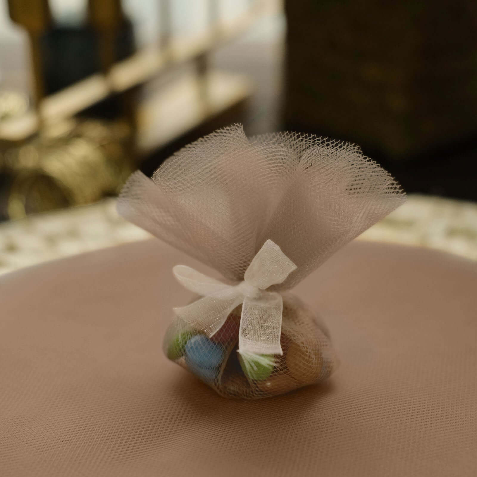 25 Pack 9" Natural Sheer Nylon Tulle Circles Favor Wrap Craft Fabric, DIY Candy Favor Wraps