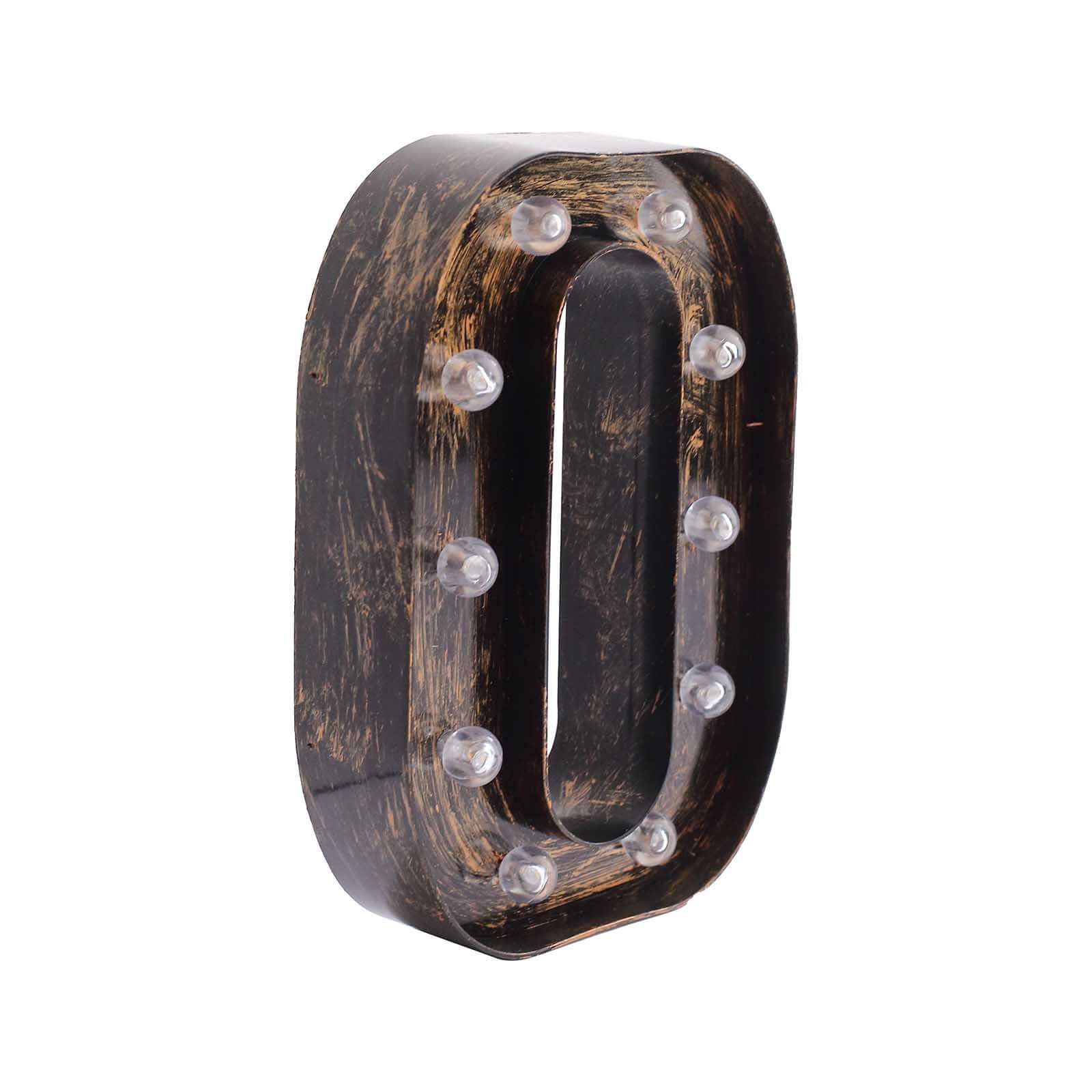 LED Marquee Letter "O" Industrial Style Antique Black - Light-Up Alphabet Sign for Weddings & Displays 9"