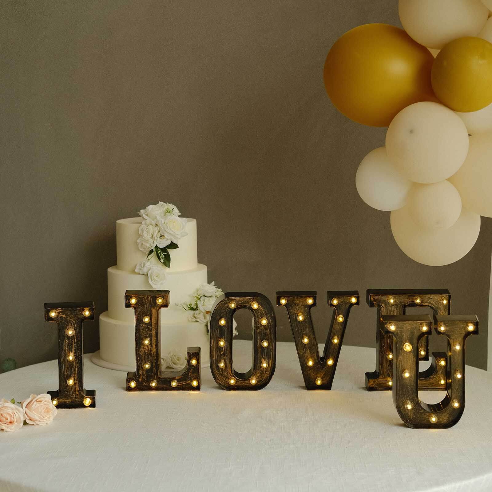 LED Marquee Letter "I" Industrial Style Antique Black - Light-Up Alphabet Sign for Weddings & Displays 9"