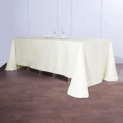 Polyester 90"x132" Rectangle Tablecloth Ivory - Seamless Wrinkle-Resistant Table Cover