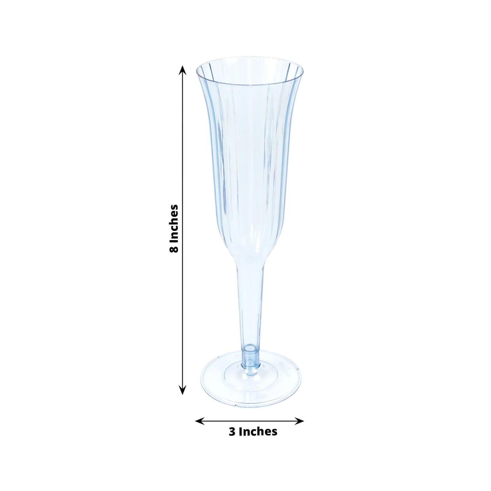 24-Pack Plastic Champagne Flutes Transparent Dusty Blue Flared Design - Lightweight Disposable Toasting Glasses 6oz