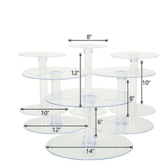 6-Tier Acrylic Cake Stand Set Clear - Assorted Sizes for Buffet Party Tables