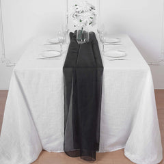 Chiffon 6ft Table Runner Black - Chic Flowy & Lightweight Table Decor