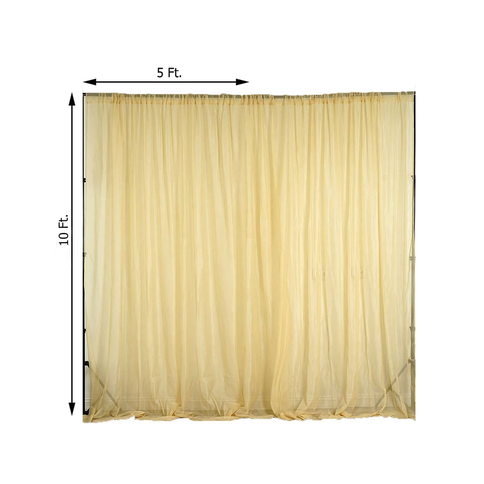 2 Pack Champagne Sheer Chiffon Event Curtain Drapes, Durable Flame Resistant Organza Backdrop Event Panels With Rod Pockets - 10ftx10ft