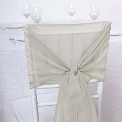 5 Pack Chiffon Chair Sashes Beige - Soft & Lightweight Designer Chair Bows 22"x78"